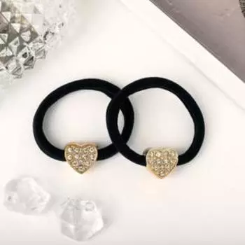 Резинки для волос «Блестящая сказка», набор 2 шт., сердце, 4.5 см