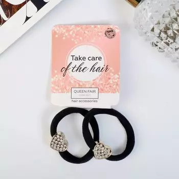 Резинки для волос «Блестящая сказка», набор 2 шт., сердце, 4.5 см