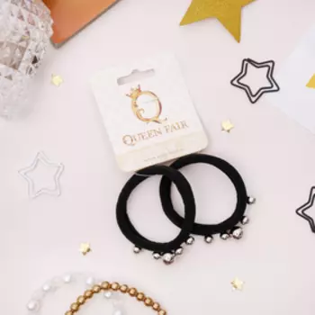 Резинка для волос "Бусинка" (набор 2 шт) серединка, серебристо-чёрный