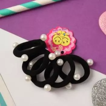 Резинки для волос «Бусинка», набор 5 шт., чёрно-белая