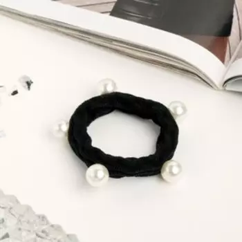 Резинка для волос «Габриэль», шарики по кругу, 5.5 см, чёрно-белая