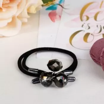 Резинка для волос "Герда" бусины грани, 6 см, чёрный