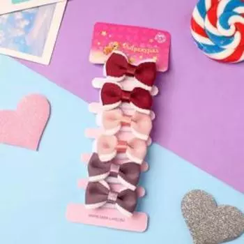 Резинка для волос "Глория" (набор 6 шт) белые края, микс