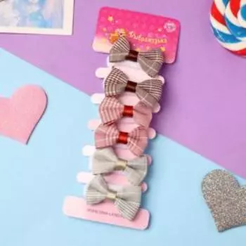 Резинка для волос "Глория" (набор 6 шт) классика клетка, микс