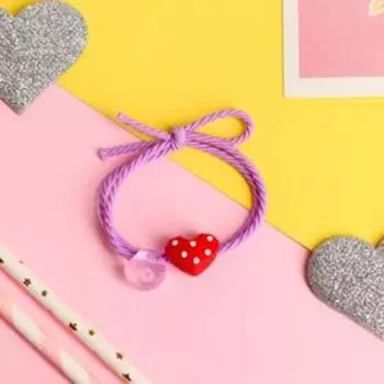 Резинка для волос "Эмилия" сердечко шарик, микс