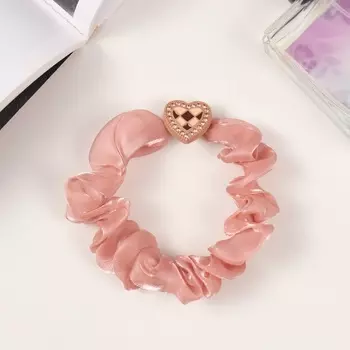 Резинка для волос «Эстер», сердце, 6 см, розовая