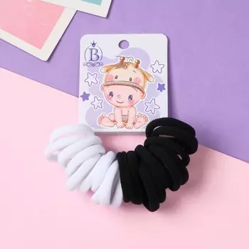 Резинки для волос «Карапуз», набор 20 шт., шапочка, 2.5 см, чёрные, белые