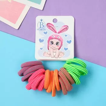 Резинки для волос «Карапуз», набор 20 шт., ушки, 2.5 см, полоски