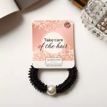 Резинка для волос "Касия" бусинка ворсинка, чёрный