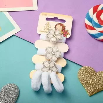 Резинка для волос "Кокетка" набор 6 шт ромашка,белый