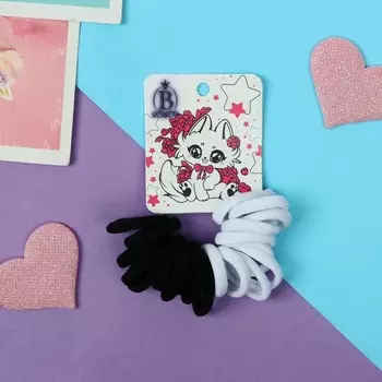 Резинки для волос «Комиксы», набор 20 шт., котик, 2.5 см, чёрные, белые