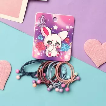 Резинки для волос «Комиксы», набор 5 шт., зайка, 3 см