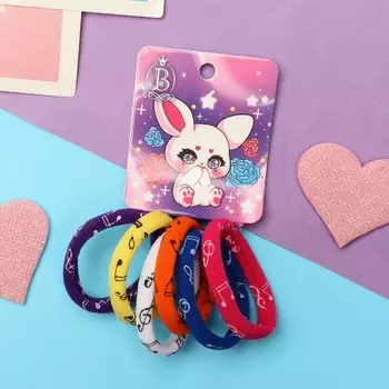 Резинки для волос «Комиксы», набор 6 шт., зайка, 4 см