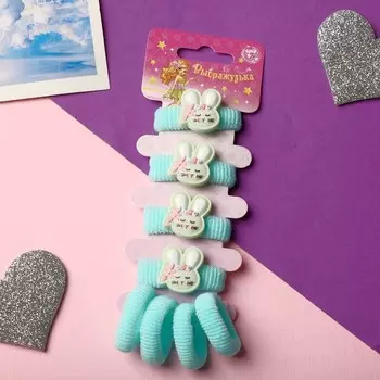 Резинка для волос "Конфетти" (набор 8 шт) зайчонок, зелёный