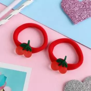 Резинка для волос "Кроха" (набор 2 шт) вишенки, 3,5 см, красный