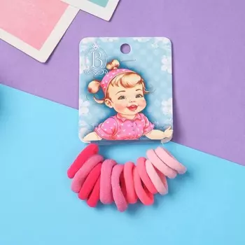 Резинки для волос «Крошка», набор 12 шт., хвостики, 2.5 см, розовые