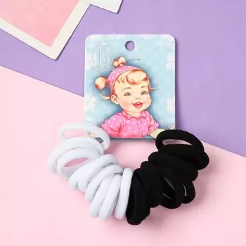 Резинки для волос «Крошка», набор 20 шт., хвостики, 2.5 см, чёрные, белые