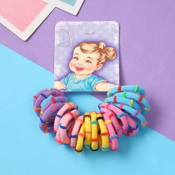 Резинки для волос «Крошка», набор 20 шт., радость, 2 см, полоски