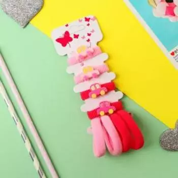 Резинка для волос "Лапочка" (набор 8 шт) машинки, розовый