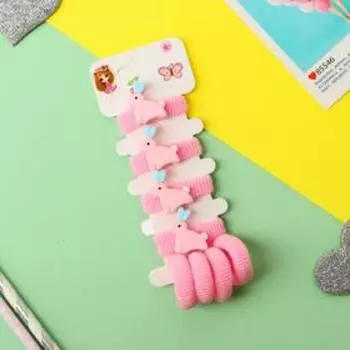 Резинка для волос "Лапочка" (набор 8 шт) зайчата, розовый