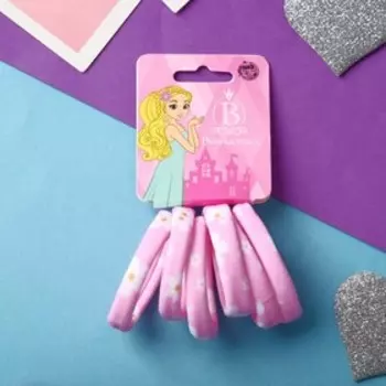 Резинка для волос "Лина" (набор 6 шт) цветочки нежность, 4 см, бело-розовый