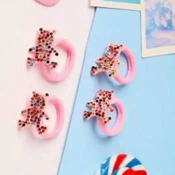 Резинка для волос "Лола" (набор 4 шт) мишутка, розовый