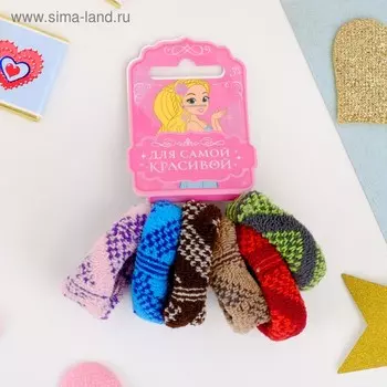 Резинка для волос "Махрушка" 5 см (набор 6 шт) геометрия, микс