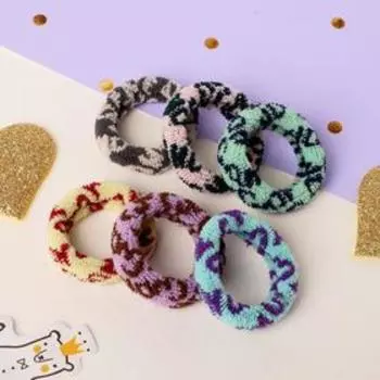 Резинка для волос "Махрушка" 5 см (набор 6 шт) рисунок