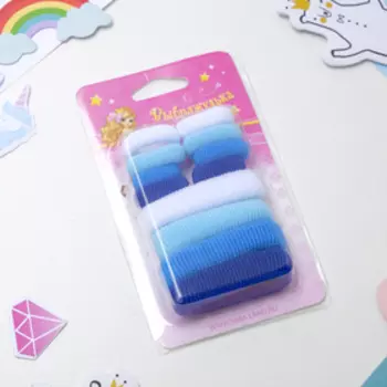 Резинка для волос «Махрушка ассорти», набор 12 шт., бело-голубая