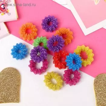 Резинка для волос "Махрушка блеск" (набор 42 шт) гофре, 1,5 см, микс