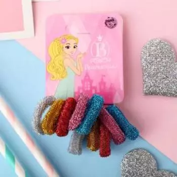 Резинка для волос "Махрушка" (набор 10 шт) диско блеск, 2 см