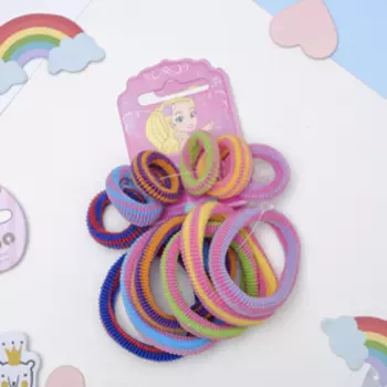 Резинка для волос "Махрушка" (набор 12 шт) полоски нежность, 1,5 см и 4,5 см