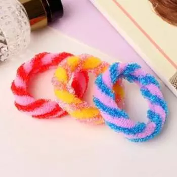 Резинка для волос "Махрушка" (набор 3 шт) диагональ, 4 см, микс