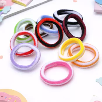 Резинка для волос "Махрушка" (набор 48 шт) в белую полоску, 6 см, разноцвет