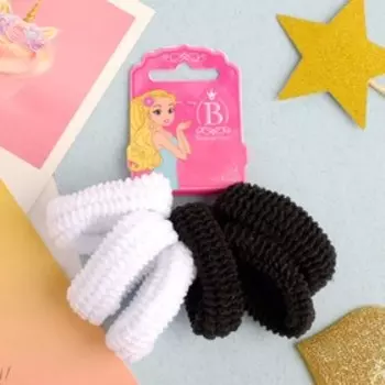 Резинка для волос "Махрушка" (набор 6 шт) чёрный белый