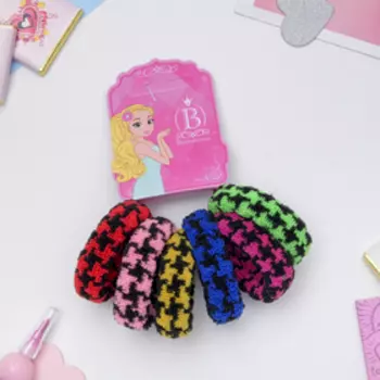 Резинка для волос "Махрушка" (набор 6 шт) гусиная лапка, 4 см, микс