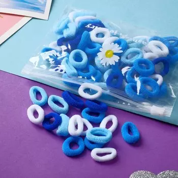 Резинка для волос "Махрушка" (набор 80 шт) нежность, 2,5 см, бело-голубой