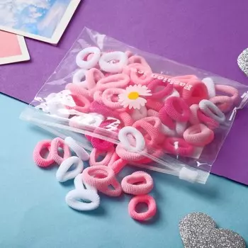 Резинки для волос «Махрушка», набор 80 шт., нежность, 2.5 см, белые, розовые