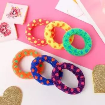 Резинка для волос "Махрушка нежная" (набор 6 шт) горошек, микс