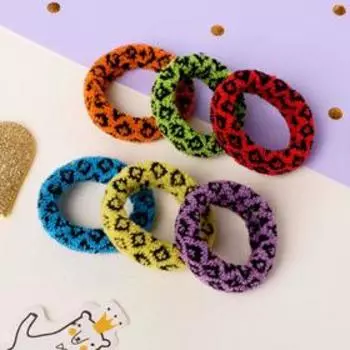 Резинка для волос "Махрушка нежная" (набор 6 шт) ромбы, микс