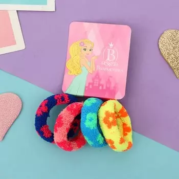 Резинка для волос "Махрушка объём" (набор 4 шт) цветы колор, 3,5 см