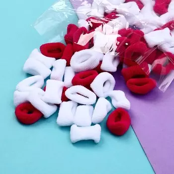 Резинки для волос «Махрушка спорт», набор 100 шт., 2 см, малиново-белые