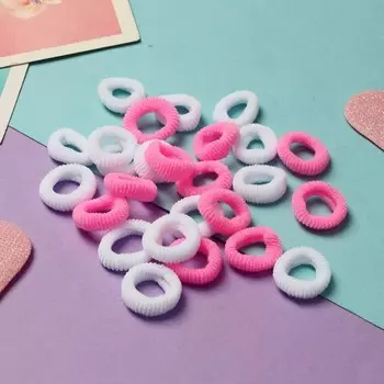 Резинки для волос «Махрушка спорт», набор 100 шт., 1.5 см, ярко розово-белые