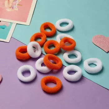 Резинки для волос «Махрушка спорт», набор 100 шт., 2 см, оранжево-белые