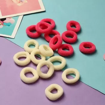 Резинки для волос «Махрушка спорт», набор 100 шт., 2 см, розово-жёлтые