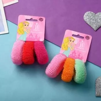 Резинка для волос "Махрушка спорт" (набор 3 шт) яркое лето, 4 см, микс