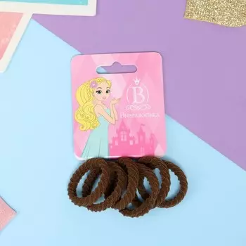 Резинки для волос «Махрушка спорт», набор 6 шт., полосы диагональ, 2.5 см, коричневые