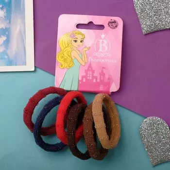 Резинка для волос "Махрушка спорт" (набор 6 шт) петельки блеск, 4,5 см