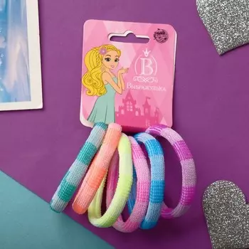 Резинки для волос «Махрушка спорт», набор 6 шт., шахматы лето, 4.5 см