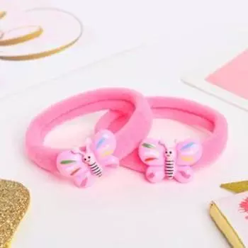 Резинка для волос "Майя" (набор 2 штуки) бабочка, розовый